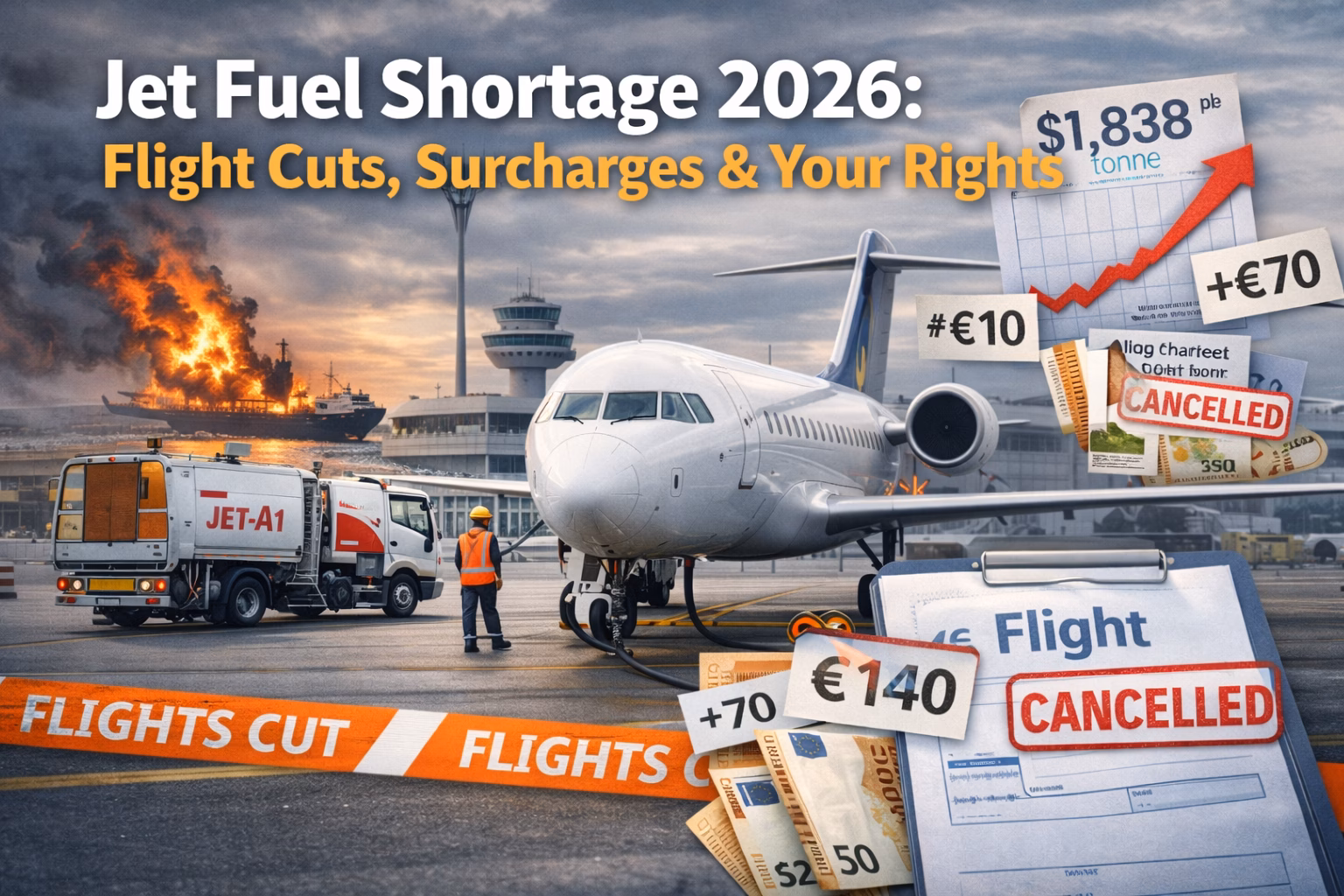 A visual representation of the impact of jet fuel shortages on flight
